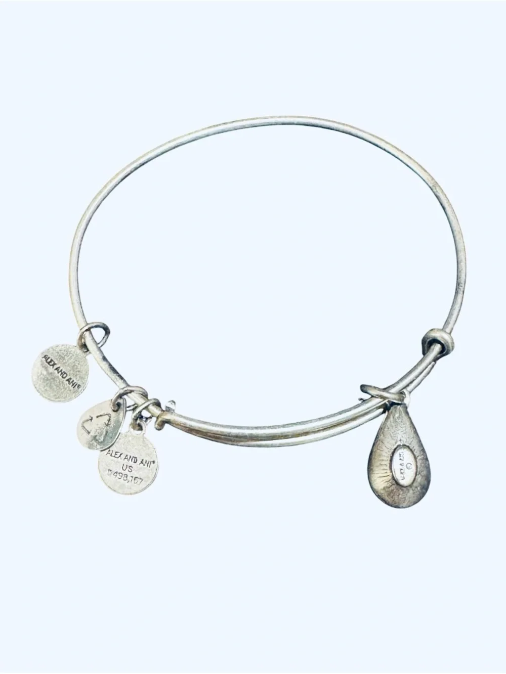 Alex and Ani Swarovski Crystal Teardrop January Garnet Birthstone Bangle Silver